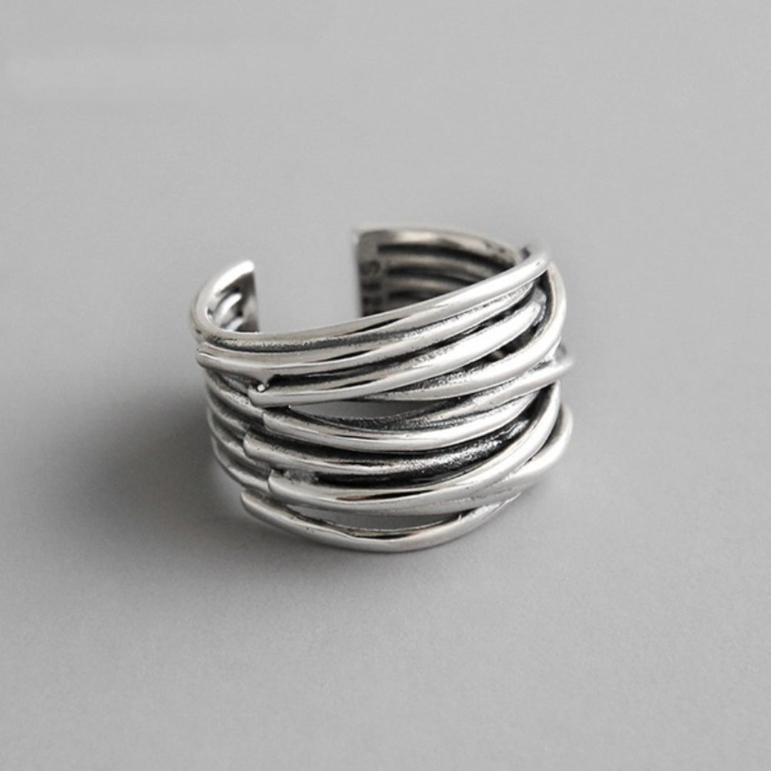 Bague Ajustable à Couches en Argent