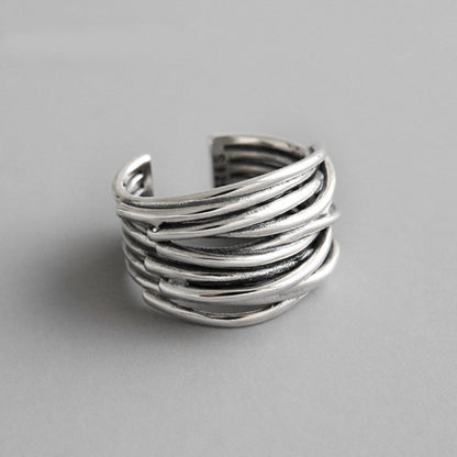 Bague Ajustable à Couches en Argent