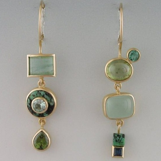 Boucles d'Oreilles Pendantes Vert Vintage