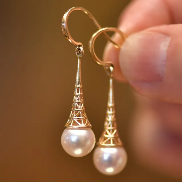 Boucles d'oreilles avec Perle Or Vintage